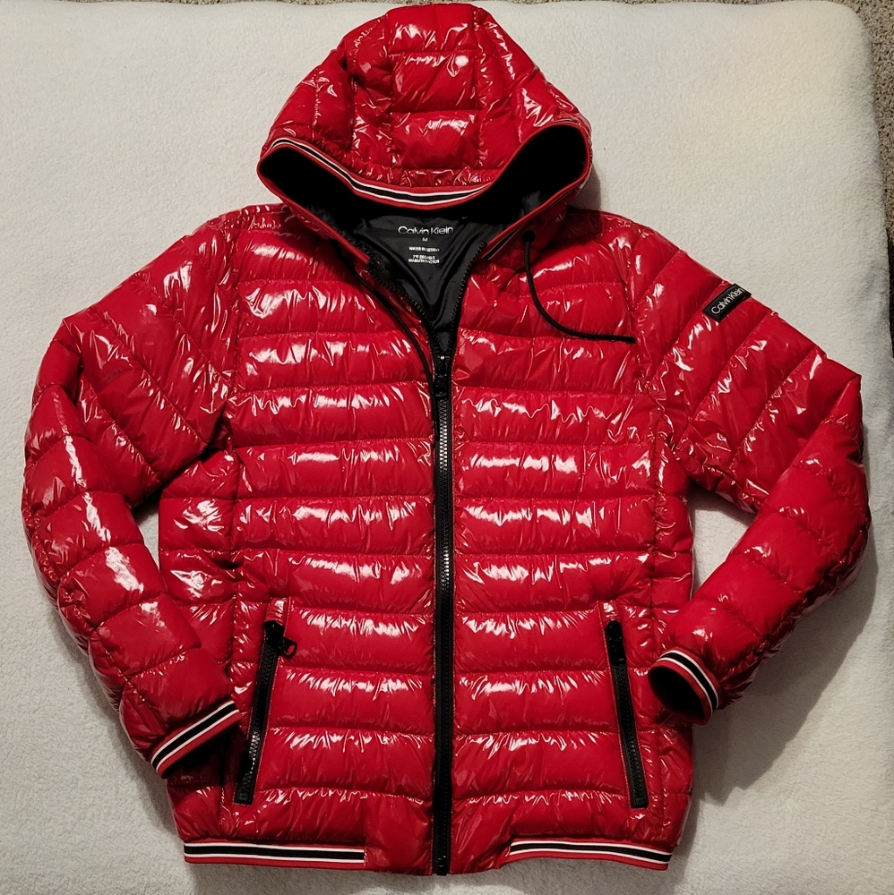 Calvin Klein wet look shiny puffer jacket